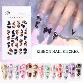 3D Multicolour Ribbon Nail Art Stickers