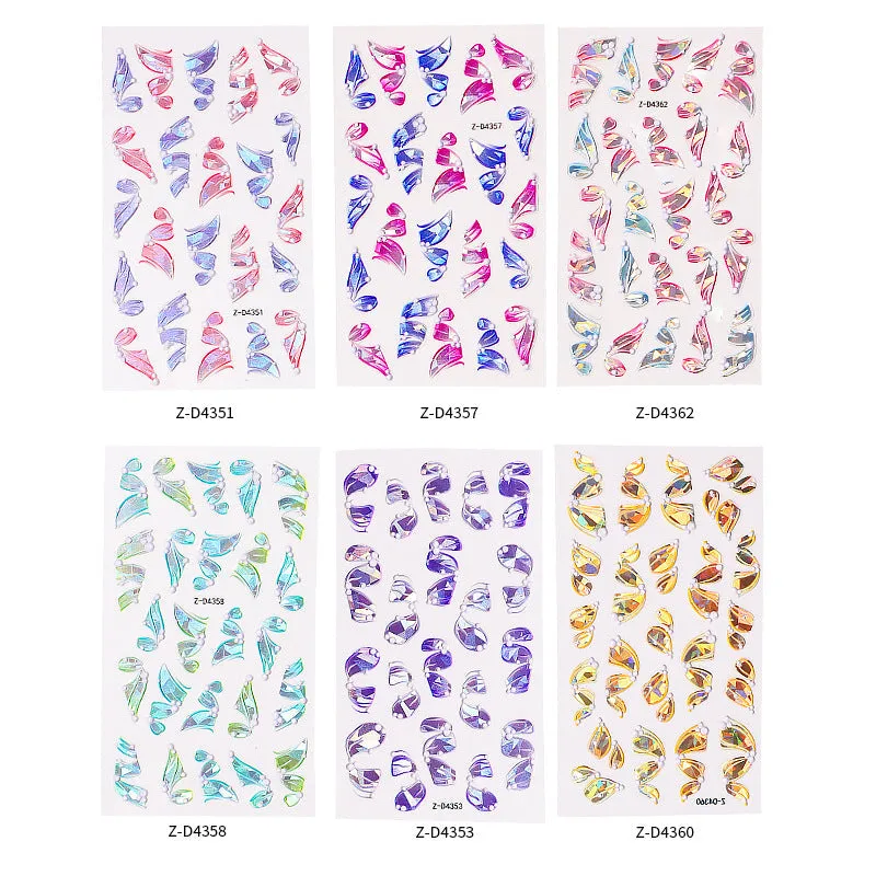 3D Multicolour Ribbon Nail Art Stickers