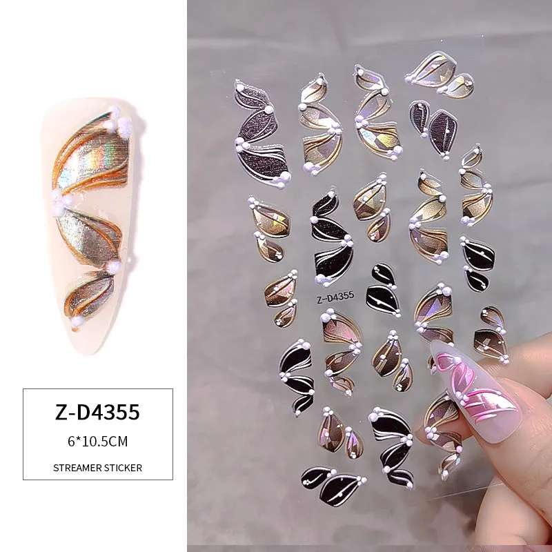 3D Multicolour Ribbon Nail Art Stickers