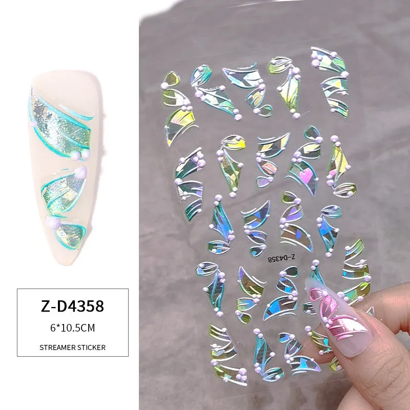 3D Multicolour Ribbon Nail Art Stickers