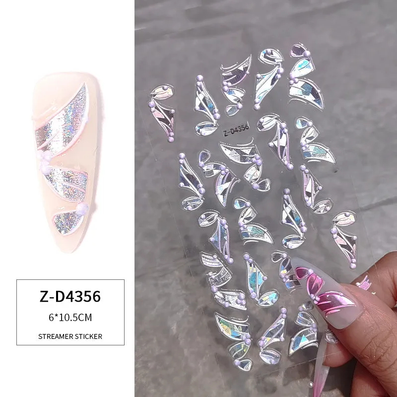 3D Multicolour Ribbon Nail Art Stickers