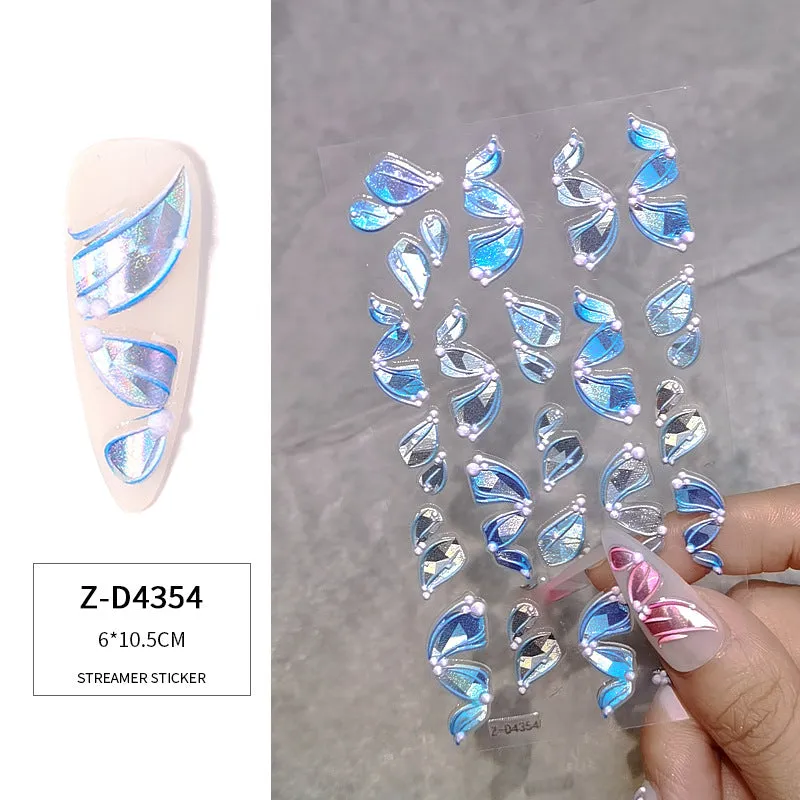 3D Multicolour Ribbon Nail Art Stickers
