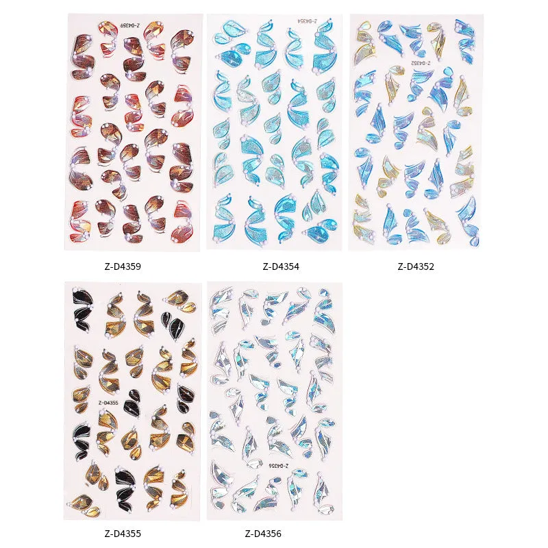 3D Multicolour Ribbon Nail Art Stickers