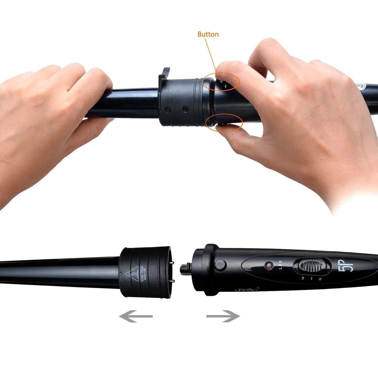 5-in-1 Curling Iron Wand Set Hair Curler Set With 5 Interchangeable Barrels Roller