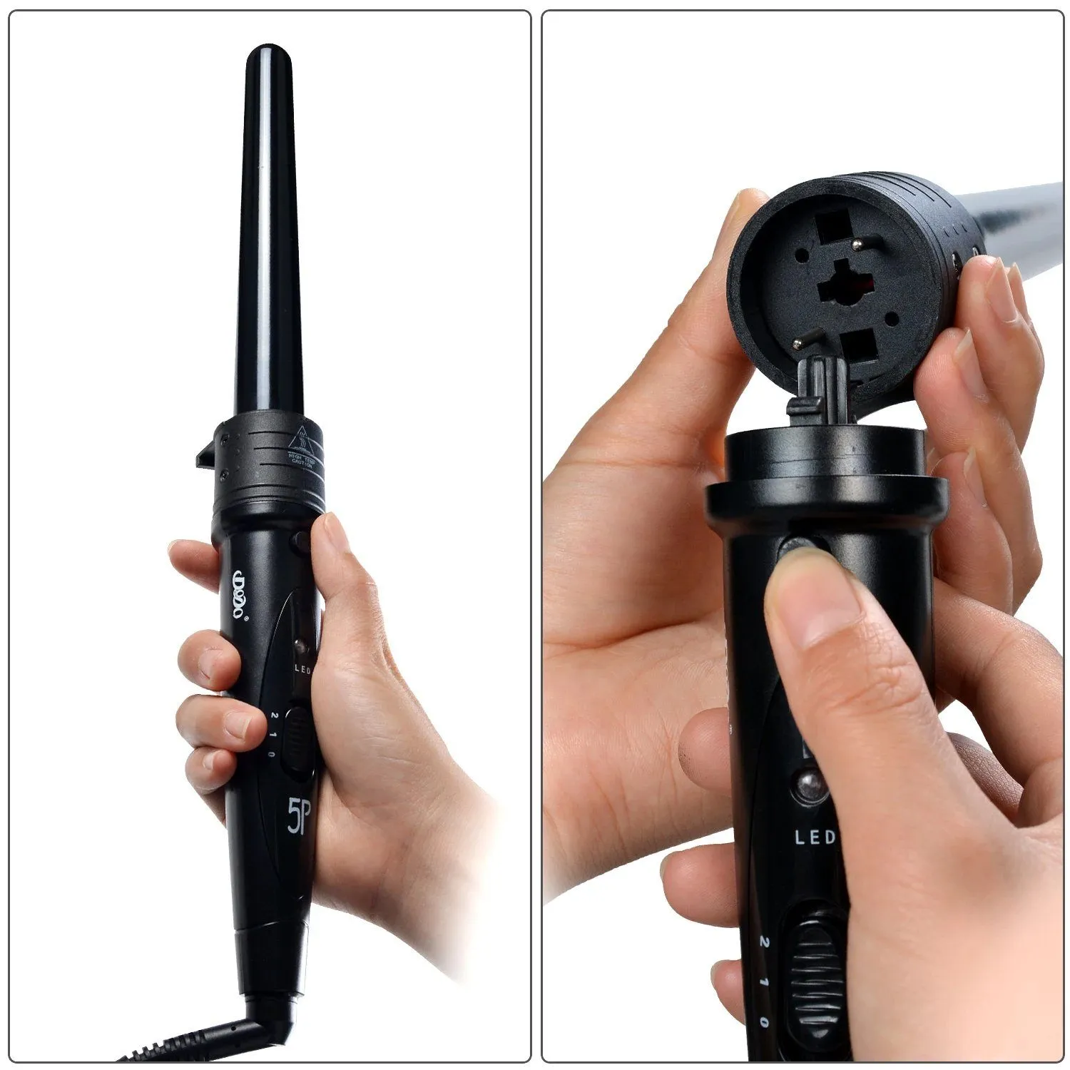 5-in-1 Curling Iron Wand Set Hair Curler Set With 5 Interchangeable Barrels Roller