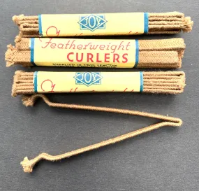 6 Flexible 6" long 1930s Featherweight  fabric covered Hair Curlers