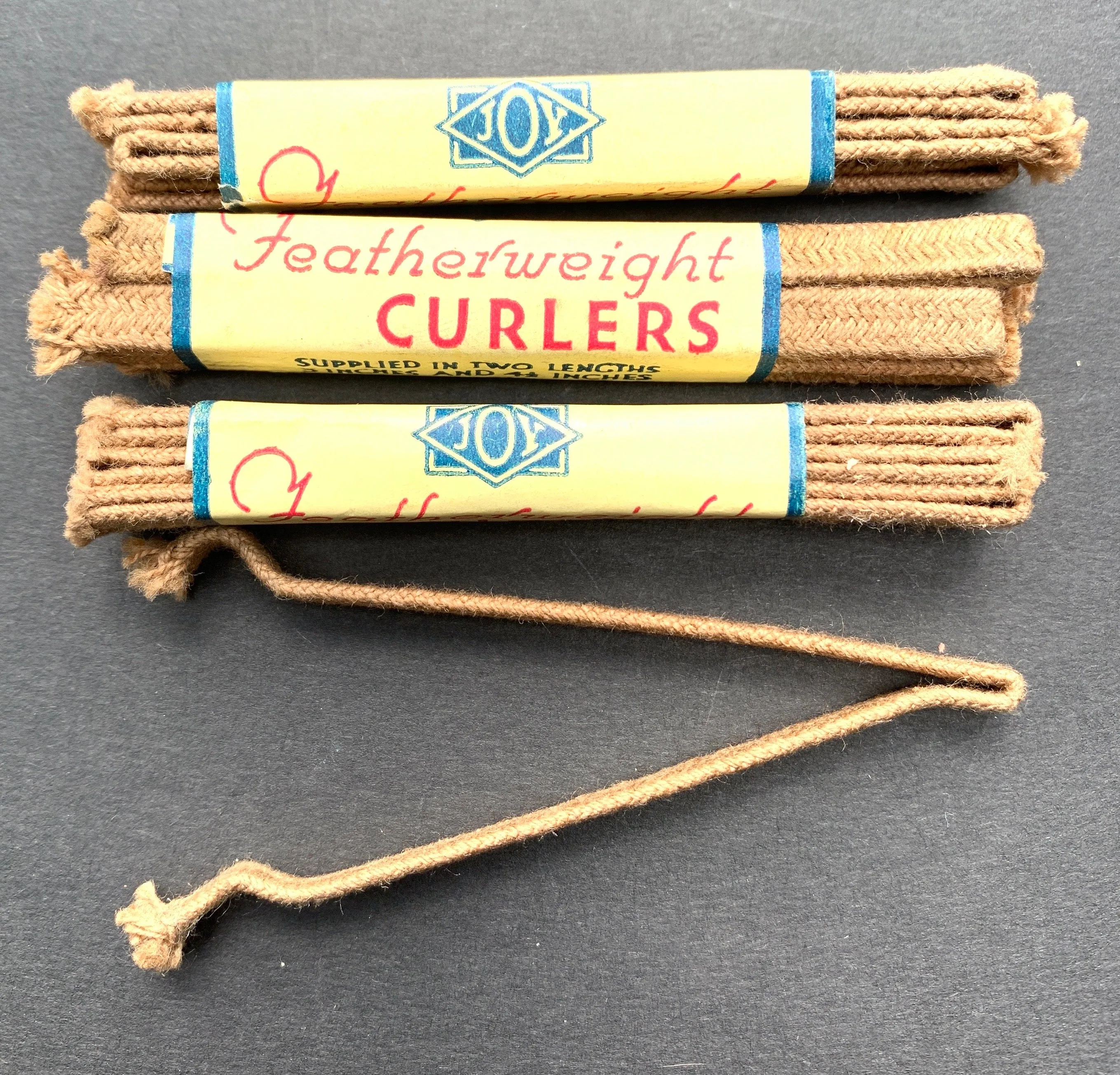 6 Flexible 6" long 1930s Featherweight  fabric covered Hair Curlers